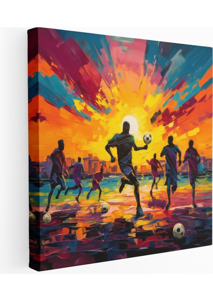 Soyut Futbol Maçı Kanvas Tablo, 30X30 cm
