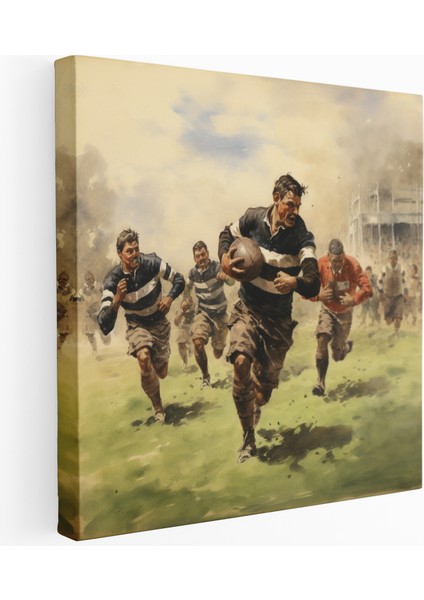Vintage Rugby Maçı Duvar Tablosu, 30X30 cm
