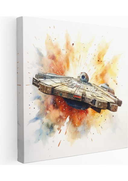 Millennium Falcon Suluboya Kanvas Tablo, 30X30 cm