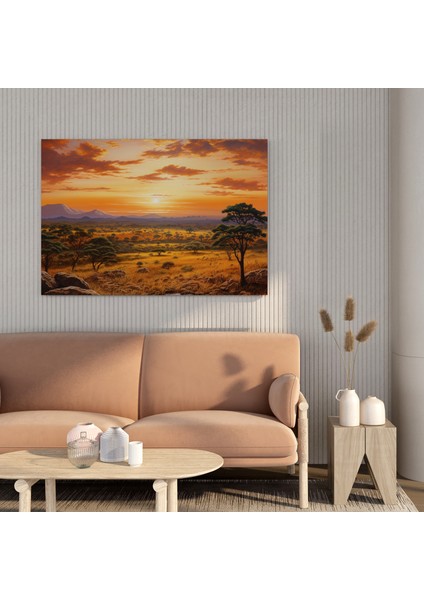 Serengeti Gün Batımı Panoramik Kanvas Tablo, 30X30 cm fiyatları