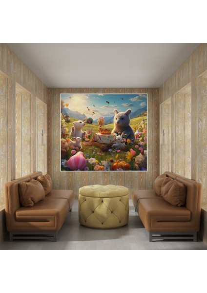 Dost Hayvanlar Pikniği Kanvas Tablo, 30X30 cm fiyatları