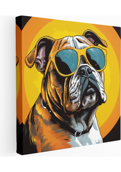 Cool Bulldog Pop Art Kanvas Tablo, 30X30 cm