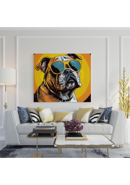 Cool Bulldog Pop Art Kanvas Tablo, 30X30 cm