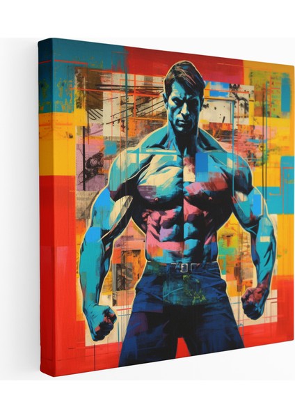 Pop Art Vücut Geliştirme Kanvas Tablo, 30X30 cm