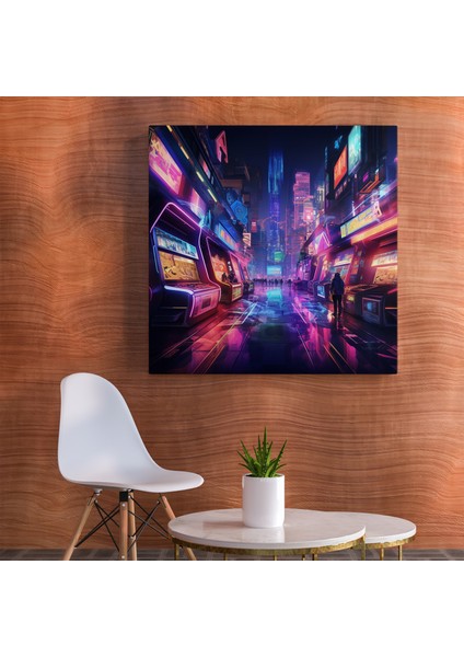 Cyberpunk Arcade Geceleri Kanvas Tablo, 30X30 cm fiyatları