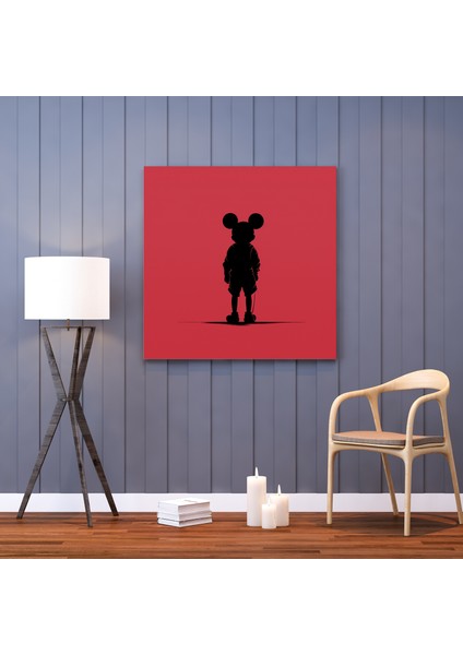Minimalist Mickey Mouse Kanvas Tablo, 30X30 cm