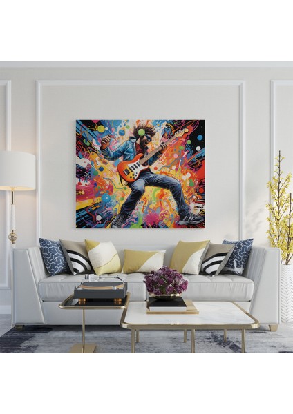 Guitar Hero Pop Art Kanvas Tablo, 30X30 cm