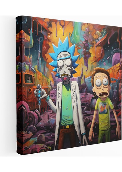Kentsel Distopya Rick ve Morty Kanvas Tablo, 30X30 cm