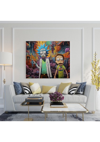 Kentsel Distopya Rick ve Morty Kanvas Tablo, 30X30 cm