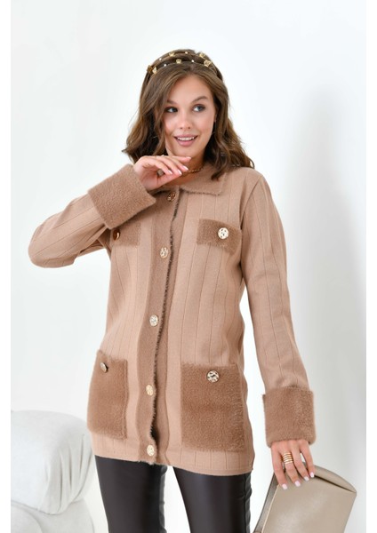 Kadın Pile Detaylı Hırka Camel 20714 fırsatları