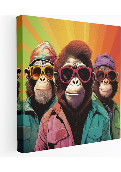 Pop Art Maymunlar Kanvas Tablo