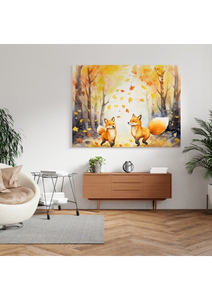 Sonbahar Tilki Oyuncuları Kanvas Tablo, 30X30 cm fiyatları
