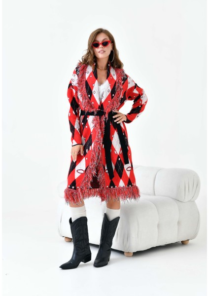 Kadın Baklava Desenli Giyçık Kırmızı 20519