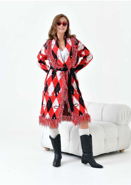 Kadın Baklava Desenli Giyçık Kırmızı 20519 fiyatları