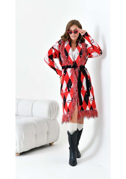 Kadın Baklava Desenli Giyçık Kırmızı 20519 fırsatları