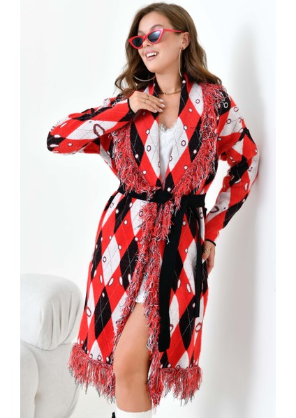 Kadın Baklava Desenli Giyçık Kırmızı 20519 indirimleri