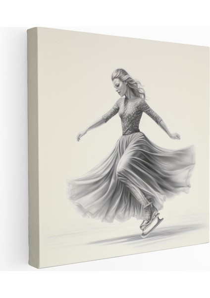 Graceful Glides Artistik Patinaj Kanvas Tablo, 30X30 cm