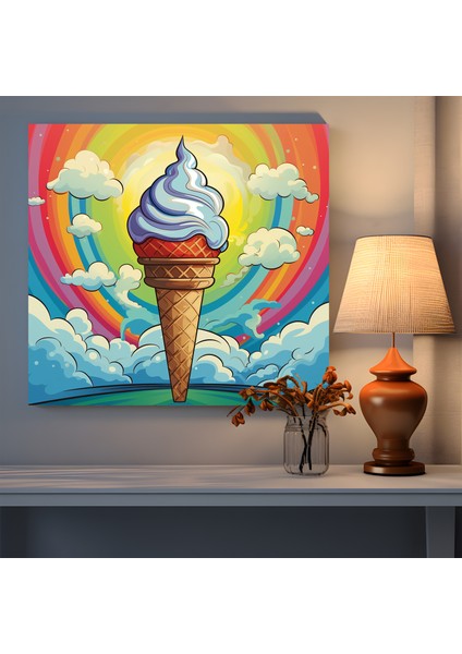 Yaz Vibes Dondurma Kanvas Tablo, 30X30 cm