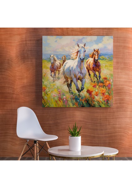 Renkli At Senfonisi Kanvas Tablo, 30X30 cm fiyatları