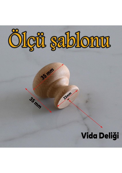 Ahşap Topaç Düğme Kulp Tek Vidalı Çekmece Mutfak Mobilya Dolabı Dolap Kulbu