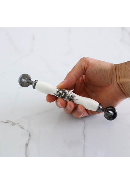 Petra Gerçek Porselen Beyaz Füme 160 mm Mobilya Mutfak Kulp Çekmece Dolap Kulplar Kapak Kulbu modelleri