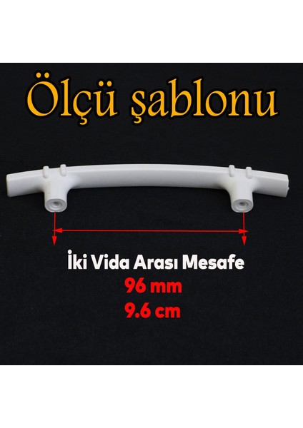 Alparslan 96 mm Kulp Sert Plastik Beyaz Çekmece Mobilya Mutfak Dolap Kulbu 10 Adet