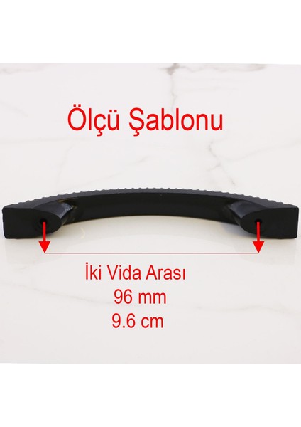 Tırtıklı 96 mm Kulp Sert Plastik Siyah Çekmece Mobilya Mutfak Dolap Kulbu 5 Adet