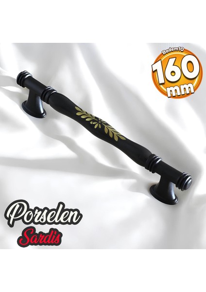 Sardis Gerçek Porselen Mat Siyah 160 mm Mobilya Mutfak Kulp Çekmece Dolap Kulplar Kulbu