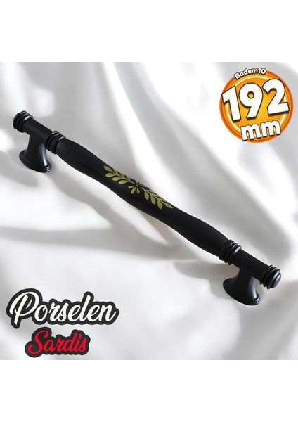 Sardis Gerçek Porselen Mat Siyah 192 mm Mobilya Mutfak Kulp Çekmece Dolap Kulplar Kulbu