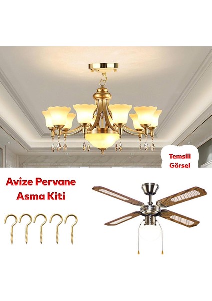 Metal Piton Vidalı Gerdirme 22X130 Çekme Kaldırma Tavan Açık Ağız Kancalı Avize Asma Kiti 5 Adet