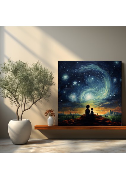 Yıldızlı Romantizm Kanvas Tablo, 30X30 cm fiyatları