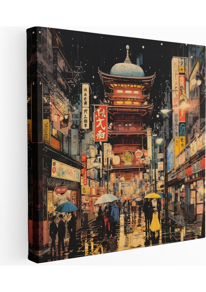 Tokyo Atari Geceleri Kanvas Tablo, 30X30 cm