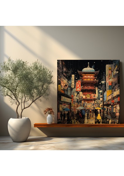 Tokyo Atari Geceleri Kanvas Tablo, 30X30 cm