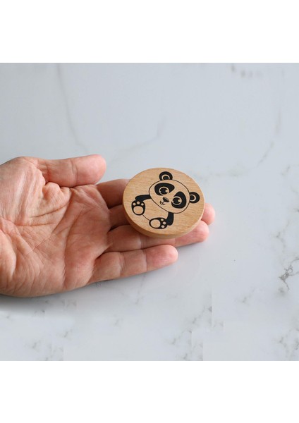 Ahşap Düğme Panda Desenli Kulp Tek Vidalı Çekmece Mutfak Mobilya Dolabı Dolap Kulbu