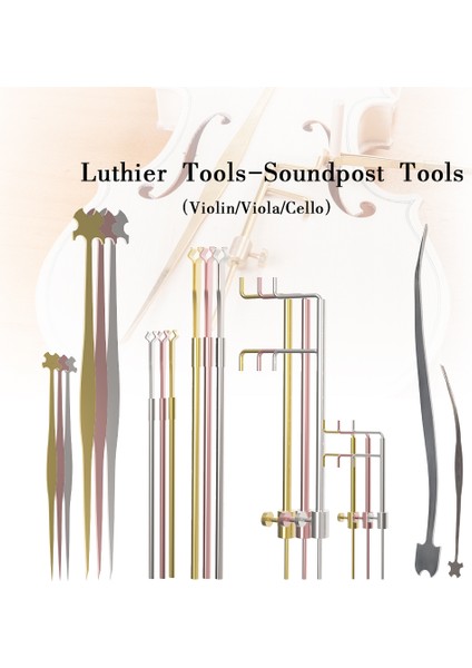 Retriever-Golden-C Stili Violinviola Parçaları ve Aksesuarları Için Luthier Kurulum Onarım Aracı Seti Ses Çubuğu Aleti Ölçüm Cihazı Geri Alma Klipsi Seti (Yurt Dışından)