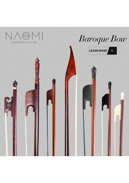 Bitmemiş Çubuk Stili Naomı Vintage Barok Tarzı Yay Brezilya Ağacı Yılan Ağacı Karbon Fiber Yay Beyaz Siyah At Kılı Ürün Hızlı Tepki Keman Kullanımı (Yurt Dışından) fiyatları