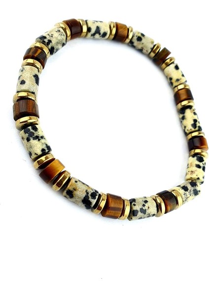 Jasper Akik Hematit ve Kaplan Gözü Taşlı Tasarım Doğal Taş Bileklik