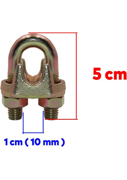 Çelik Halat Sıkma Sabitleme Klemensi 10 mm Çamaşır Ipi Sıkma Bağlama Somunlu A Tipi Kelemens 4 Adet