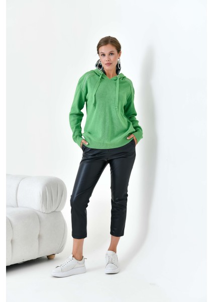 Kadın Kapüşonlu Kazak Açık Yeşil 20753 modelleri