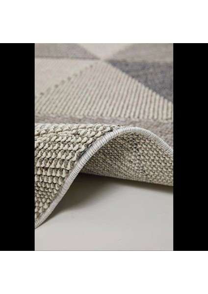 Gri Geometrik Desenli Bukle Iskandinav Halı - Modern Mutfak & Salon Halısı - Hoom Rugs Bukle 1401