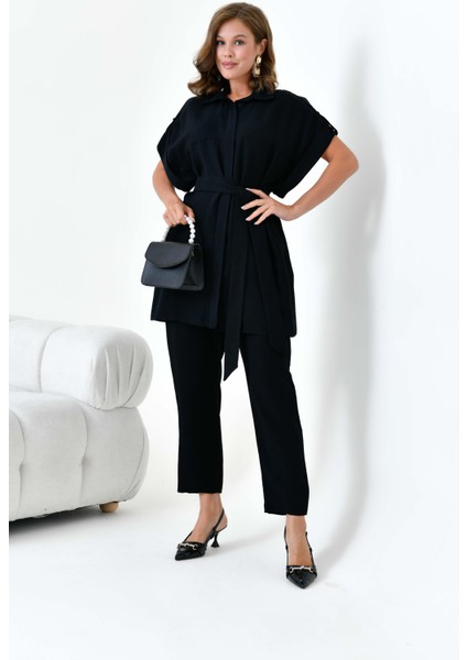 Kadın Keten Takım Siyah 30872 fiyatları
