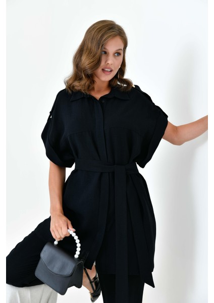 Kadın Keten Takım Siyah 30872 modelleri