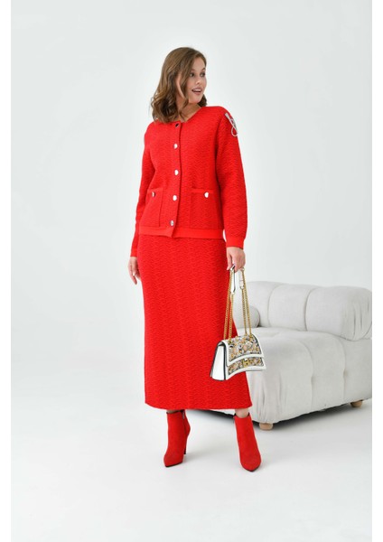 Kadın Kol Detaylı İkili Takım Kırmızı 20721 fırsatları