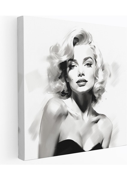 Minimalist Marilyn Monroe Kanvas Tablo: Siyah Beyaz Duvar Tablosu