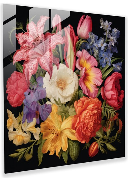 Rönesans Çiçekleri Cam Baskı