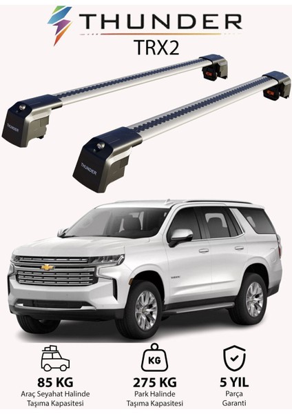 Chevrolet Tahoe 2015-2020 Trx2 Thunder Carrier Kilitli Ara Atkı Taşıyıcı Tavan Barı Gri