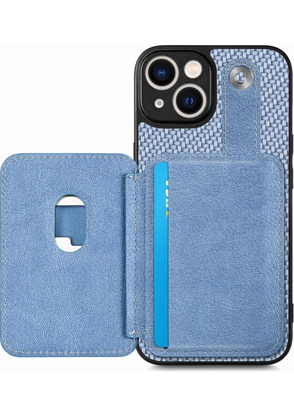 iPhone 15 Plus Için Karbon Fiber Doku Kılıf Kart Bıçağı Alet-Mavi ile Darbeye Dayanıklı Telefon Kapağı (Yurt Dışından)