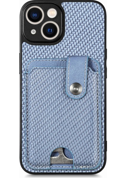 iPhone 15 Plus Için Karbon Fiber Doku Kılıf Kart Bıçağı Alet-Mavi ile Darbeye Dayanıklı Telefon Kapağı (Yurt Dışından)
