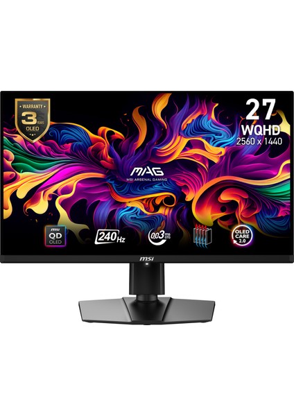 26.5” MAG 271QPX QD-OLED E2 2560x1440 (WQHD) 16:9 FLAT QD-OLED 240HZ 0.03MS FREESYNC PIVOT GAMING MONITOR