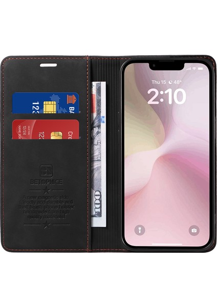 iPhone SE(2024)CÜZDAN Kılıfı Rfıd Engelleme Deri+Tpu Darbeye Dayanıklı Telefon Kabuğu-Siyah (Yurt Dışından)
